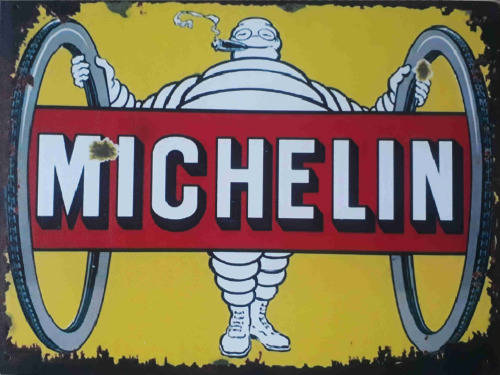 Michelin Tyres vintage style, distressed metal sign.