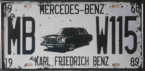 Mercedes Benz, Karl Friedrich metal license plate