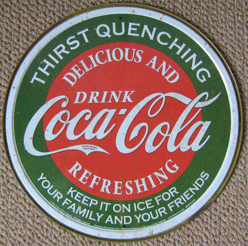 Coke thirst quenching vintage style metal sign