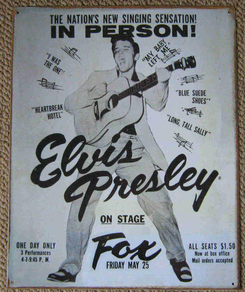 Elvis Presley on stage vintage style metal sign