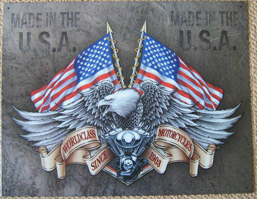 World class motor Harley cycles made in the USA metal sign                              mt25