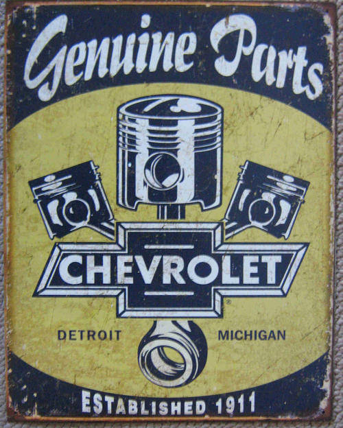 Chevrolet - Chevy genuine parts pistons metal sign