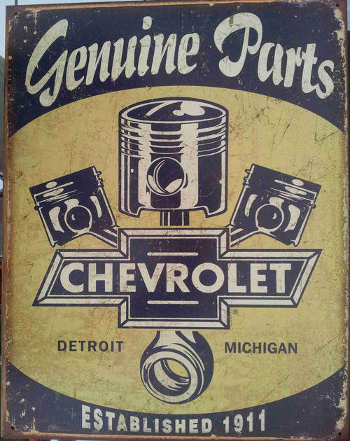Chevrolet genuine parts distressed metal sign                                       mt19