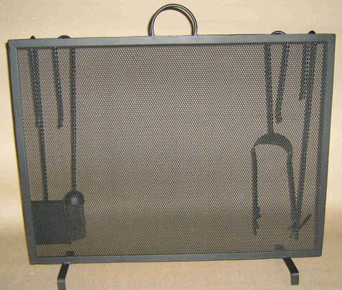 Fireplace spark guard / tools combo wrought iron                                fp3