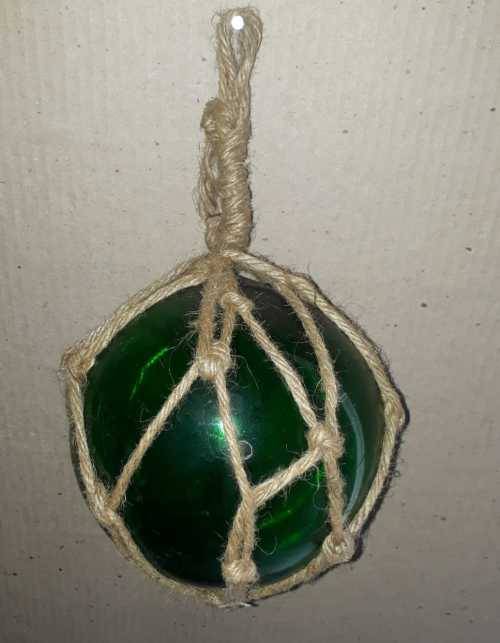 Coloured glass fishing net floats 15cm green