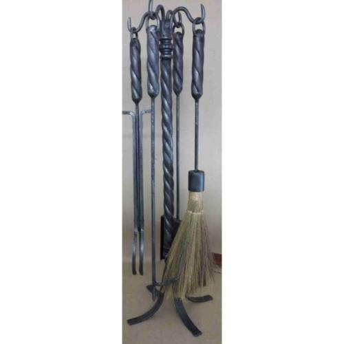 5pcs Twist Wrought Iron Companion set with African broom.