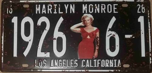 Marilyn Monroe metal license plate