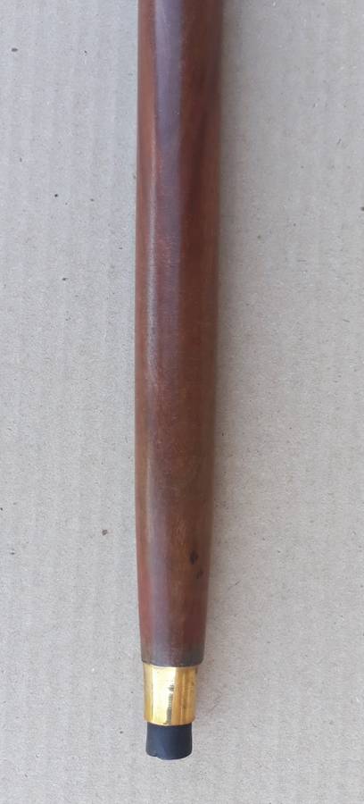 Walking stick. Rosewood with beautiful brass handle and rubber non slip bottom tip