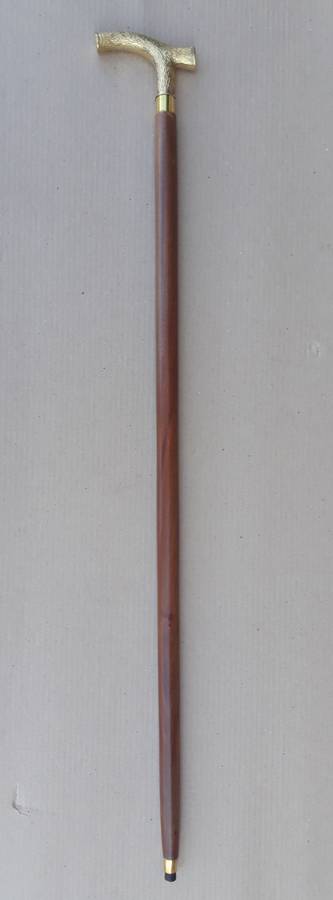 Walking stick. Rosewood with beautiful brass handle and rubber non slip bottom tip
