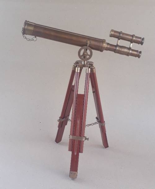Telescope Double Barrel Antique Brass Finish 65cm Tall