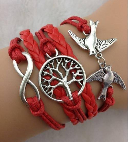 Bracelet- Couple bird, wishing tree - a tree of life bracelet, infinity