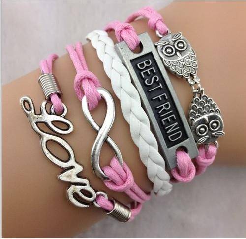 Bracelet- Infinity,Best friend,love & Owls Charm