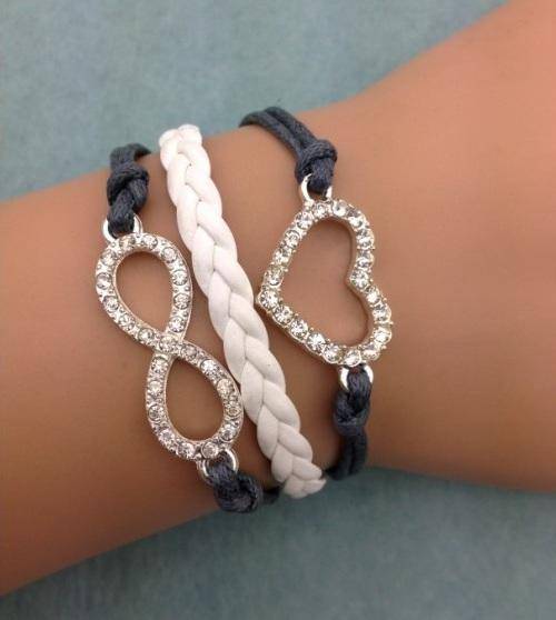 Bracelet-Infinity and heart charm