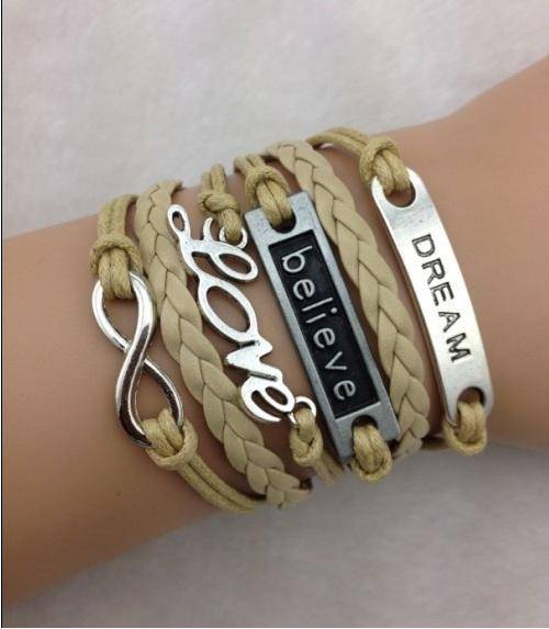 Bracelet- Dream, love, believe and infinity