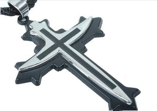 Neckalace with modern Gothic inspired cross pendant-Black