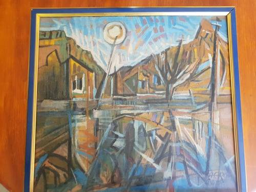 P Heron Acrylic on Board