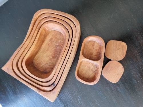 The Rock!! Solid Carved Wood Bowl Set!!  White Alder!!