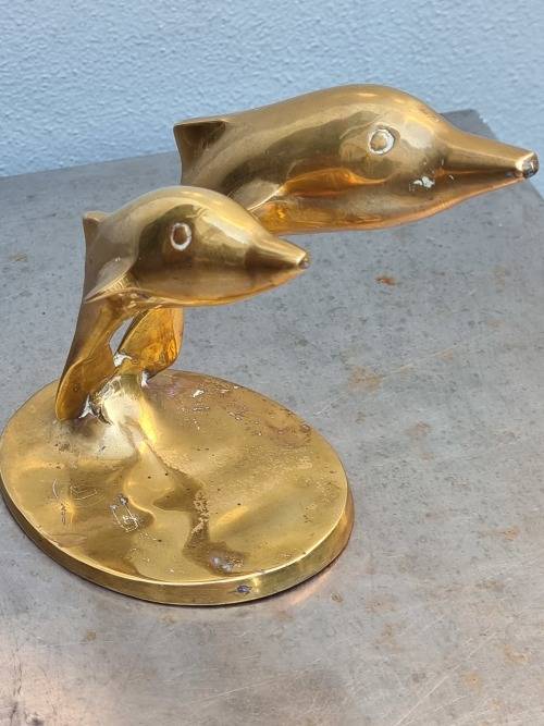 Solid Cast Brass Dolphin Statue