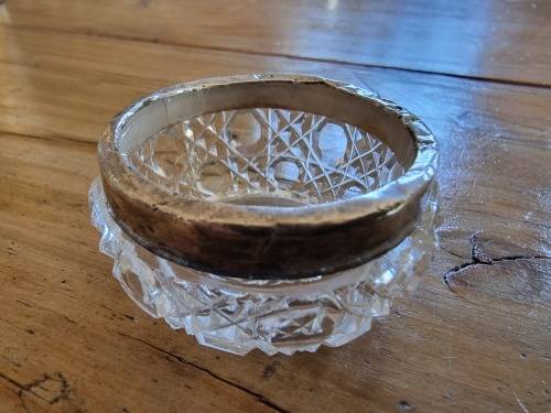 Sterling Silver and Cut Glass Salt