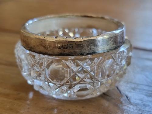 Sterling Silver and Cut Glass Salt