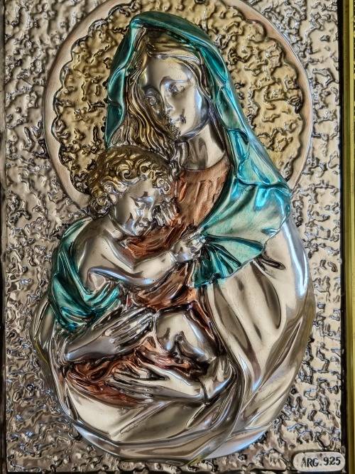 Large Italian 925 Silver Religious Icon