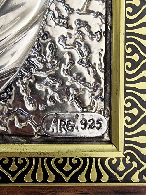 Large Italian 925 Silver Religious Icon