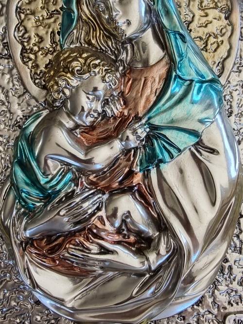 Large Italian 925 Silver Religious Icon