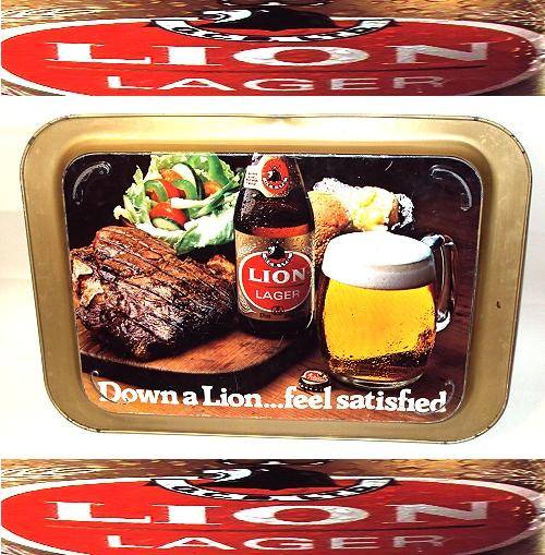 Lion Lager Beer Tray. Down a Lion Feel Satisfild. VERY RARE