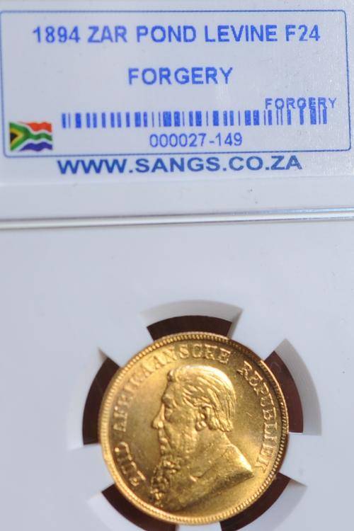 1894 ZAR GOLD POND GRADED LEVINE F24 FORGERY 7.988 GRAMS 22 CT GOLD FOR SERIOUS COLLECTORS
