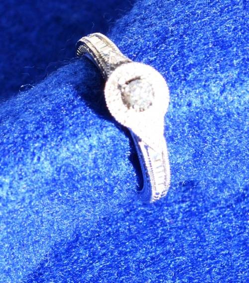 White Gold and Diamond Ring--100% Natural