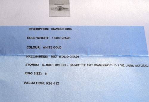 White Gold and Diamond Ring--100% Natural