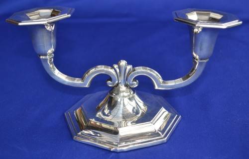 Hallmarked Silver Double CandleStick / Candle Holder