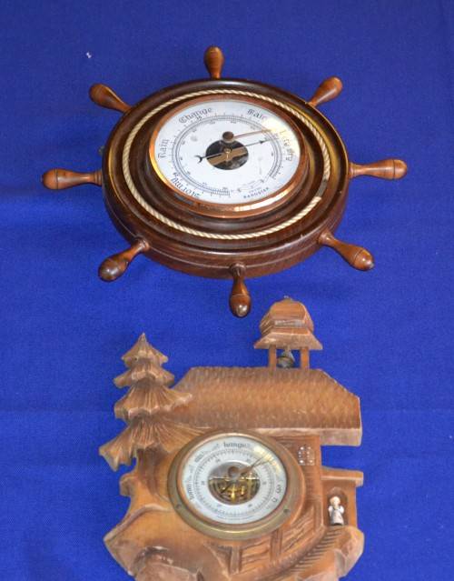 Set of Two Wooden Barometers - Untested