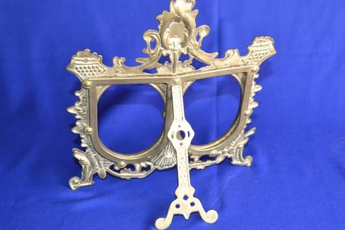 SALE--Solid Brass  Double Picture Frame - Vintage Art Nouveau style