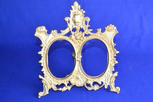 SALE--Solid Brass  Double Picture Frame - Vintage Art Nouveau style