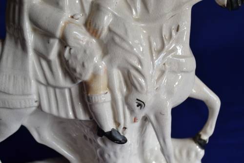 Pair of 19th Century Staffordshire  Scottish highlander Huntsmen on Horseback