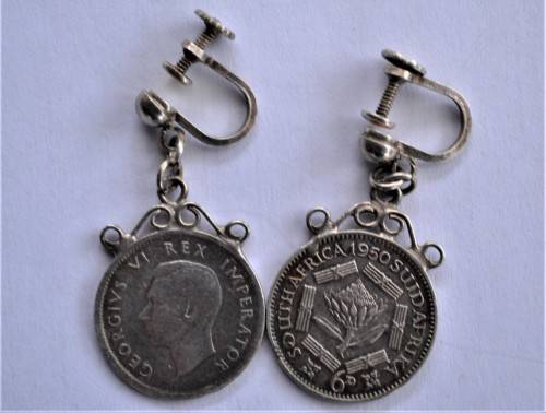 6d Silver Coin Earrings  Vintage