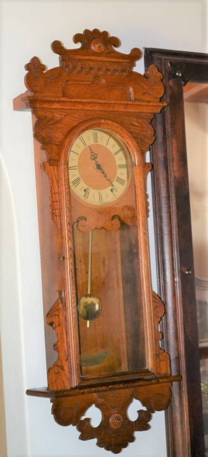 Very Large Vintage Wooden Clock Case with converted movement