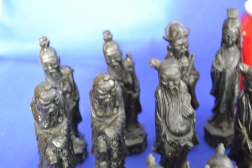 Chinese Figure Celluloid Chess Pieces - Vintage