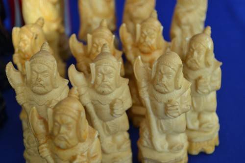 Chinese Figure Celluloid Chess Pieces - Vintage