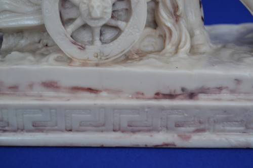 Marble and Alabaster Composite Horse and Chariot Sculpture - Large