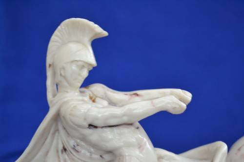Marble and Alabaster Composite Horse and Chariot Sculpture - Large