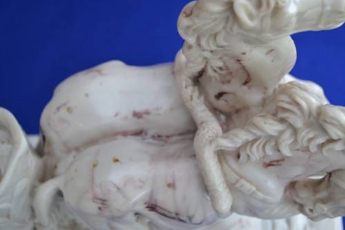 Marble and Alabaster Composite Horse and Chariot Sculpture - Large