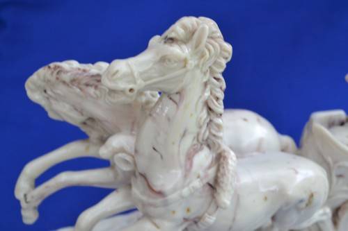 Marble and Alabaster Composite Horse and Chariot Sculpture - Large