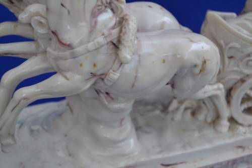Marble and Alabaster Composite Horse and Chariot Sculpture - Large