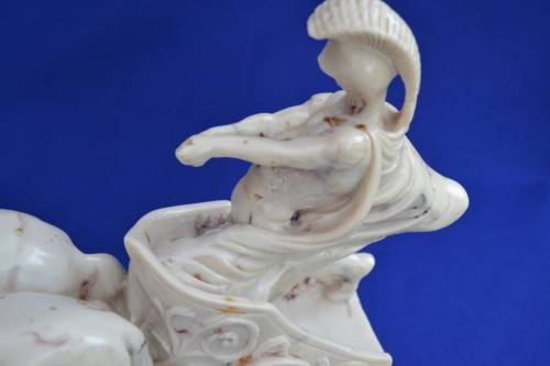 Marble and Alabaster Composite Horse and Chariot Sculpture - Large