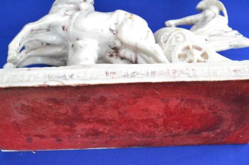 Marble and Alabaster Composite Horse and Chariot Sculpture - Large