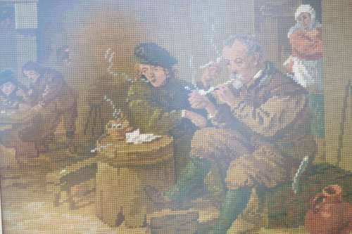Vintage Tapestry "Smokers'" Framed