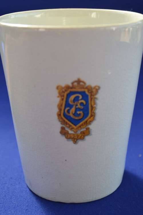 Porcelain Mug/Beaker commemorating the Coronation of King George VI and Queen Elizabeth