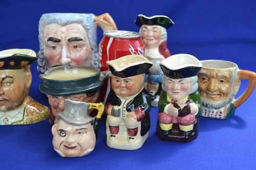 Assorted Toby and Character Jugs - 8 Pieces